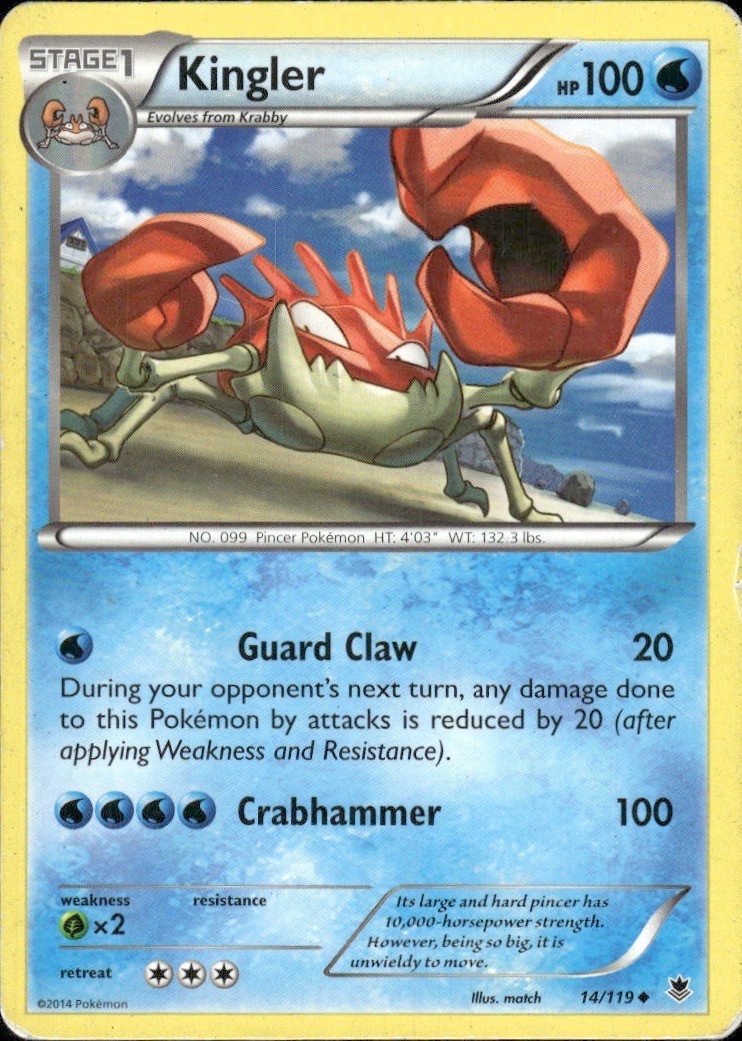 Kingler 14/119 Uncommon Phantom Forces Pokemon Heavily Played