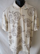 Chaps 100 Cotton Sand Short Slve Paisley Polo SR 50 New