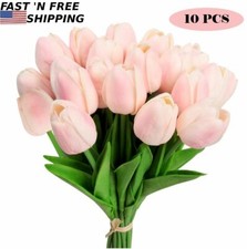 10 PACK Artificial Tulip Pink Fake Flowers Real Touch For Wedding Home Decor US