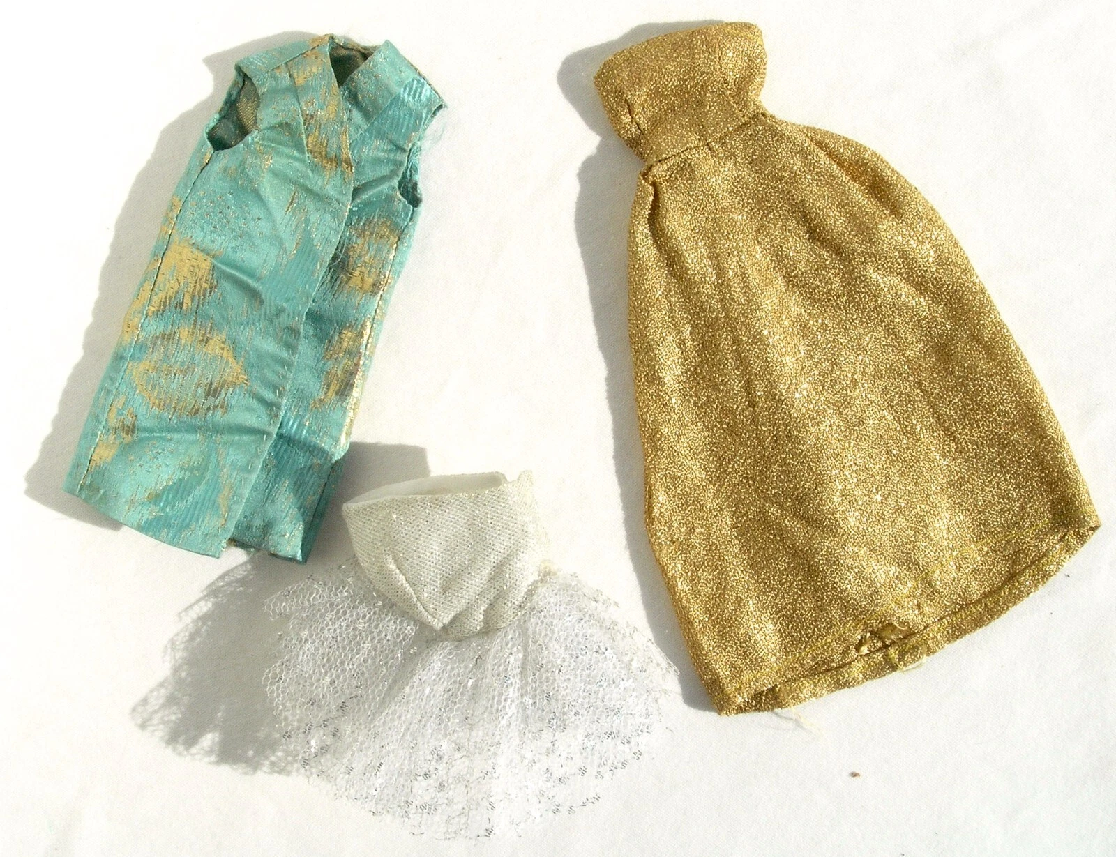  vintage barbie clone metallic thread brocade satin dresses 