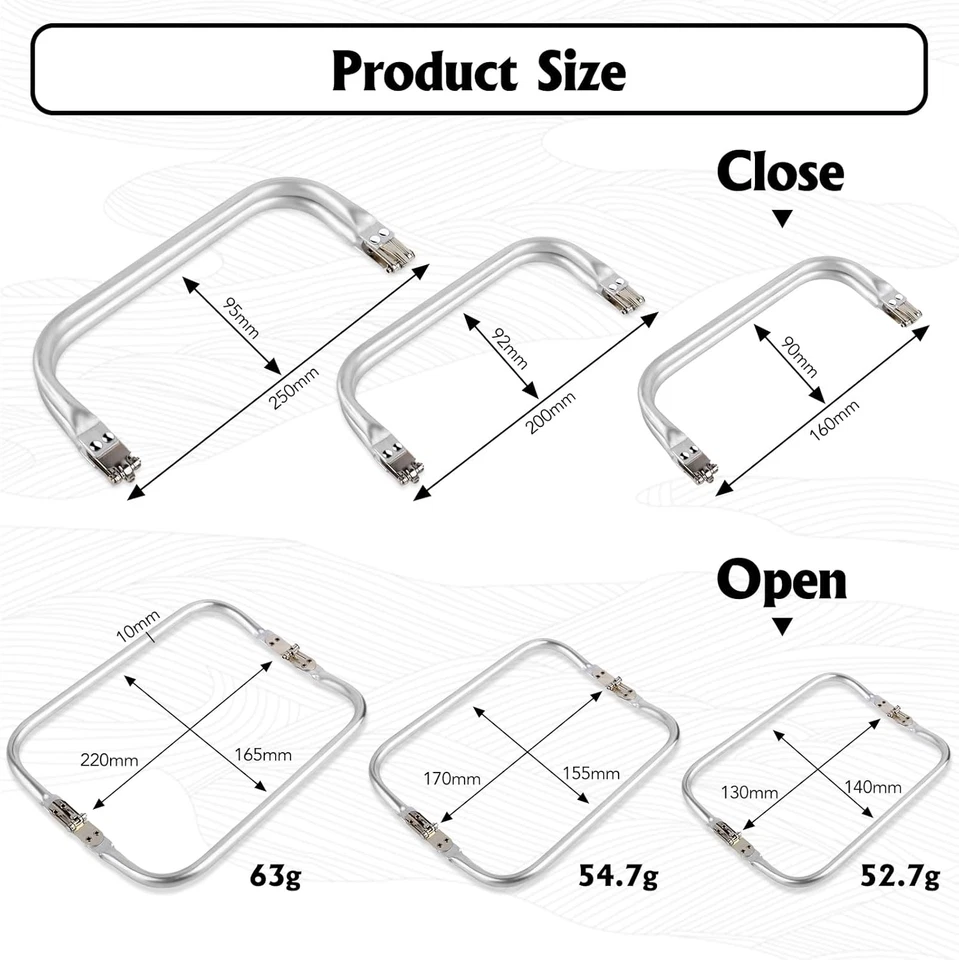 3 Stück Taschenrahmen Verschluesse 16cm 20cm 25cm Taschenbügel Taschen Verschlus - Bild 2 von 4
