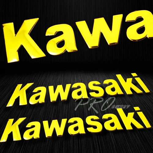 Real Carbon Fiber Tank Pad+8"Logo Decal+Emblem Sticker for Ninja ZXR Chrome Gold - Foto 3 di 9