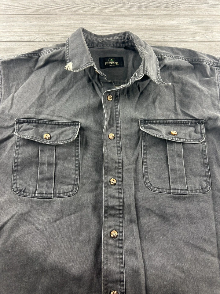 Red Head Brand Company Gray Denim Long Sleeve 100% Cotton Men’s Size XL Tall VTG - Image 3 of 4