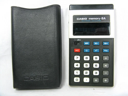 Rare 70´s vintage calculator Taschenrechner CASIO memory - 8 A + case working