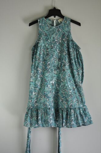 Michael Kors Womens M Paisley Print Cold Shoulder Long Sleeve Dress Ruffle Tie - Picture 3 of 4
