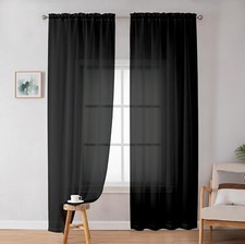 Simplebrand Light Grey Sheer Curtains 72 Inches Long 2 Panels for Living Room...