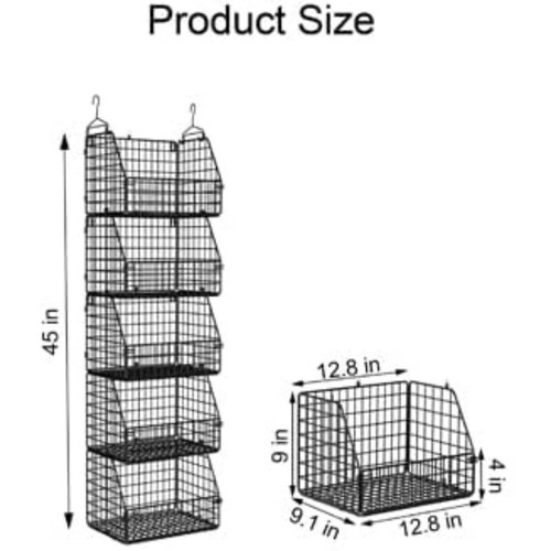 Stackable Wire Storage Baskets for Kitchen Closet Pantry, Hanging Closet - Picture 7 of 10