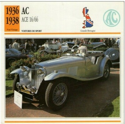 TECHNISCHES DATENBLATT AUTO - 1936 / 1938 AC ACE 16/66