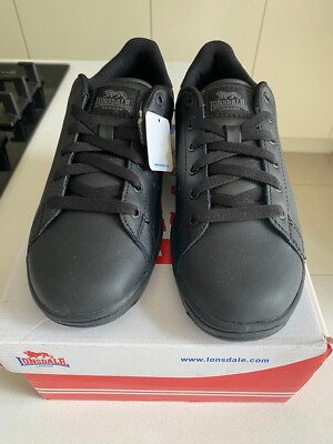 lonsdale black leather trainers