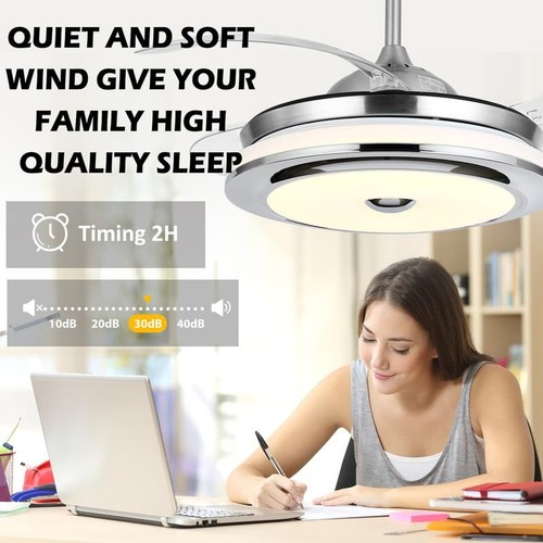42'' Reversible Bluetooth Ceiling Fan with Light and Speaker, LED Stepless Di... - Picture 6 of 8