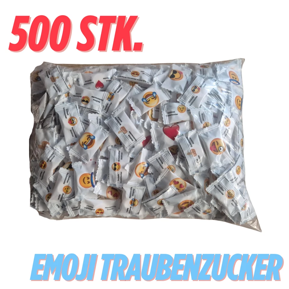 Traubenzucker mit Smylies, Emoji einzeln verpackt, 500 Stück im Beutel | Süßware - Bild 2 von 4