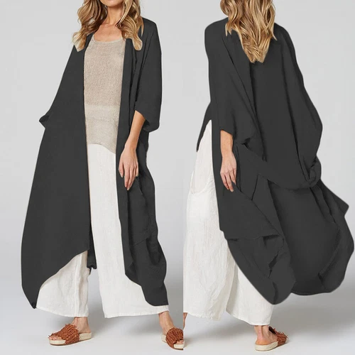 Womens Summer Holiday Kimono Cardigan Beach Open Front Top Long Coat Cover Up US - Picture 7 of 25