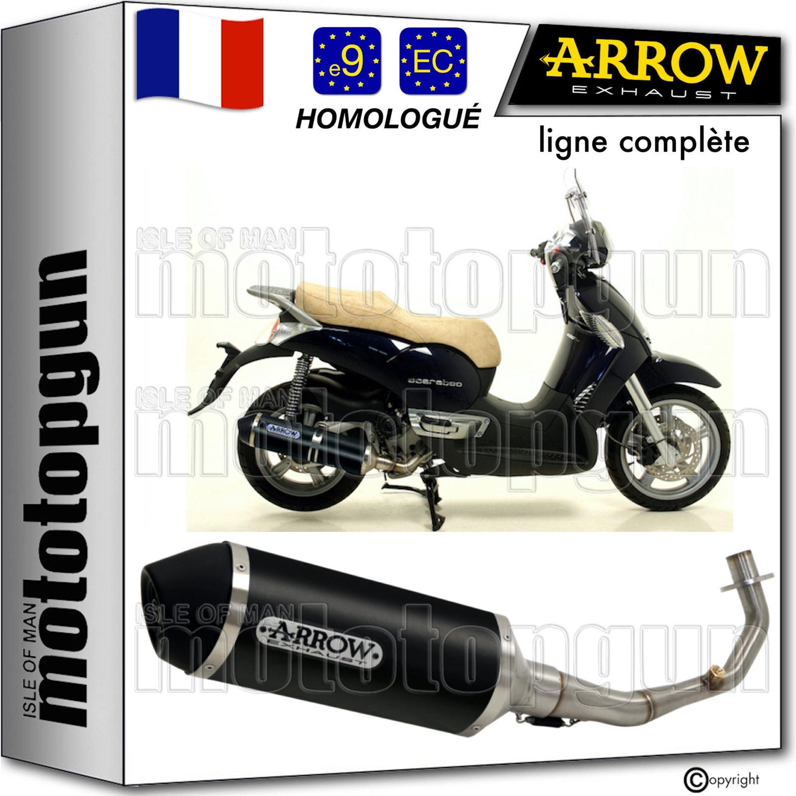 Echappement complet Arrow Urban augmente les performances du Scarabeo 400 2006