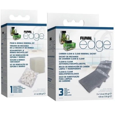 Fluval EDGE Aquarium Replacement Biomax Foam & Carbon Filter Kit Fish Tank Water