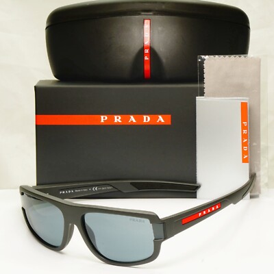 Prada Sonnenbrille grau verspiegelt rot Streifen Rossa rechteckig SPS 03W UFK-07G PS03WS