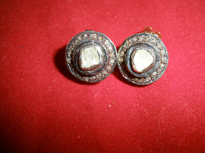 REAL GENUINE CT ANTIQUE ROSE CUT DIAMOND STUD