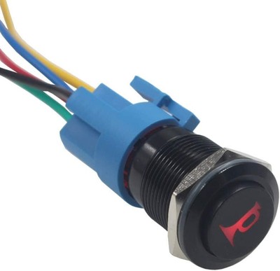 ESUPPORT Black Shell 19mm 12V Car Automotive Red LED Light Horn 