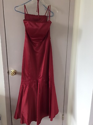 Pre-owned LENOVIA Burgundy Bride Maid Dress - Size XS | eBay