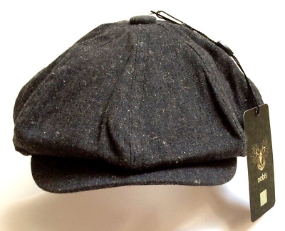 NWT Nobis Sweetness Linen Eight Quarter Newsboy Button Flat Cap Gray Black OS
