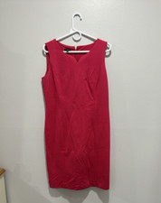 Talbots Dress Womens 12p Pink Linen Sleeveless Lined Zip Knee Length