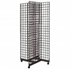 2' x 6' 4-Way Gridwall Display Fixture with Rolling Base- Black