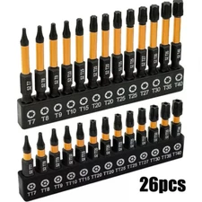 26PCS Impact Torx Bit Set (TT7-TT40), S2 Steel Security with Tamper Proof