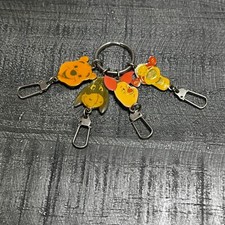 Vintage DISNEY Winnie The Pooh Charm Keychain W/ Eeyore Piglet Tigger- Enamel