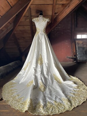 White And Gold Indian Asian Inspired Wedding Dress | eBay
