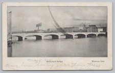 Bridge~View Of Melan Arch Bridge~Waterloo Iowa~PM 1906~Vintage Postcard