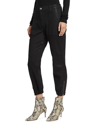 7 For All Mankind 7N732352 Black Slim Coated Denim Ankle Zip Joggers, 30R - $248 - Picture 3 of 12