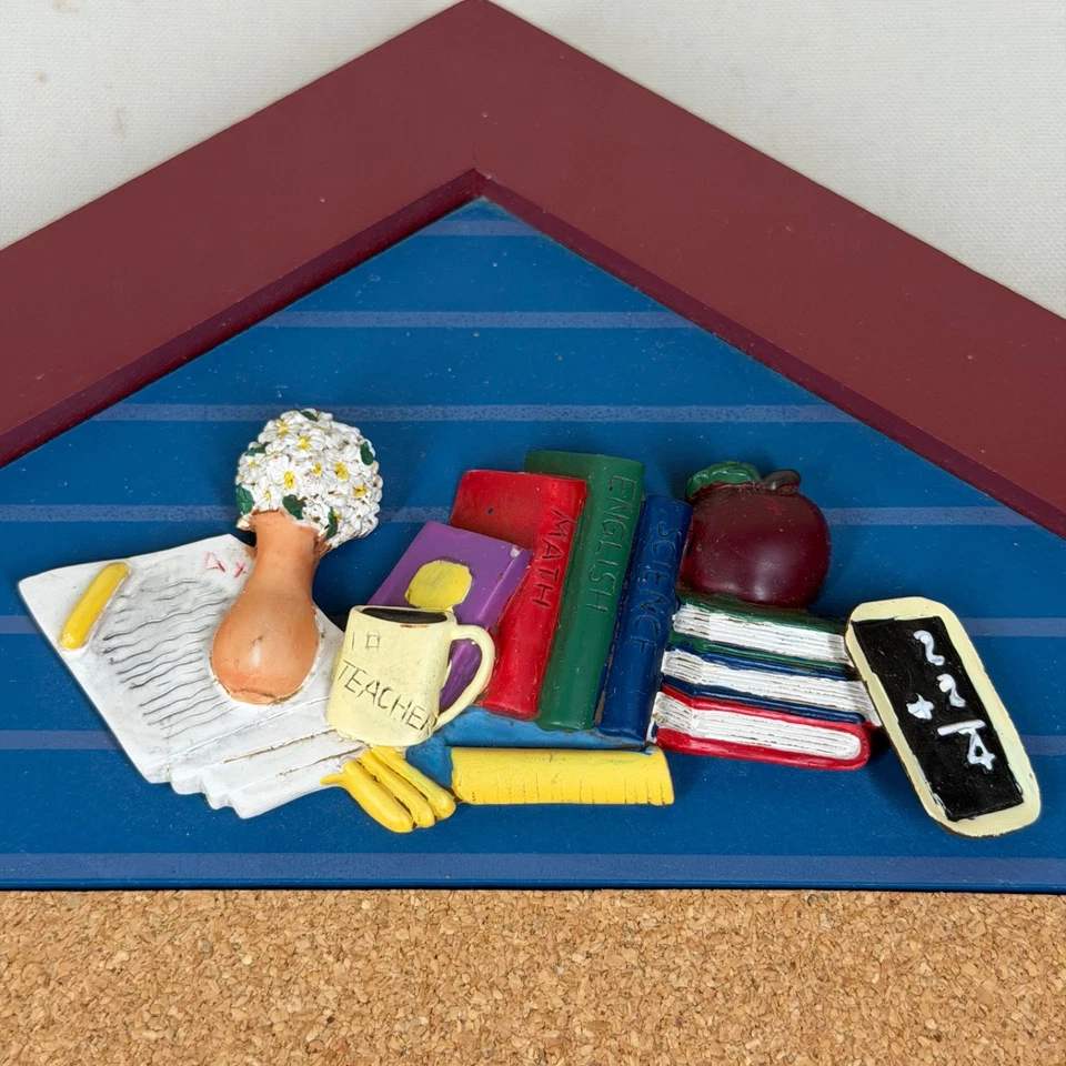 VTG Schoolhouse #1 Teacher Cork Bulletin Board Apple Pushpins Classroom Decor - Image 3 of 4