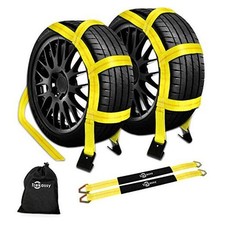Tow Dolly Straps For Car With Flat Hooks-2 Pack Heavy Duty Car Tire Bonnet