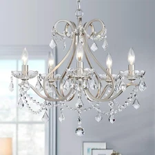 Crystal 5-Light Candle Chandelier Pendant Flushmount Ceiling Light Modern Lig...