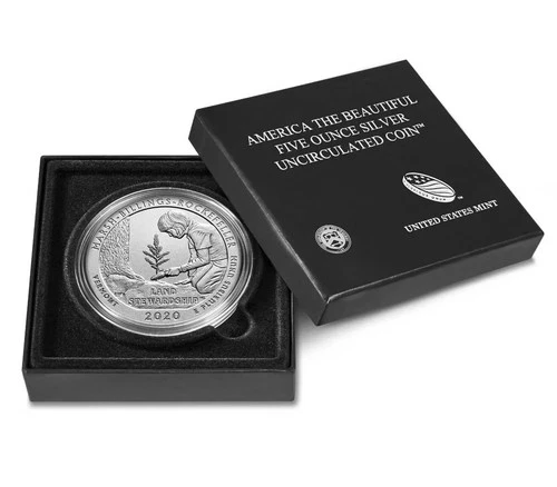2020-P ATB 5 Oz .999 Silver Burnished Marsh-Billings-Rockefeller Vermont COA OGP