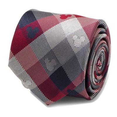 Disney Mickey Mouse Red and Blue Plaid Men's Tie