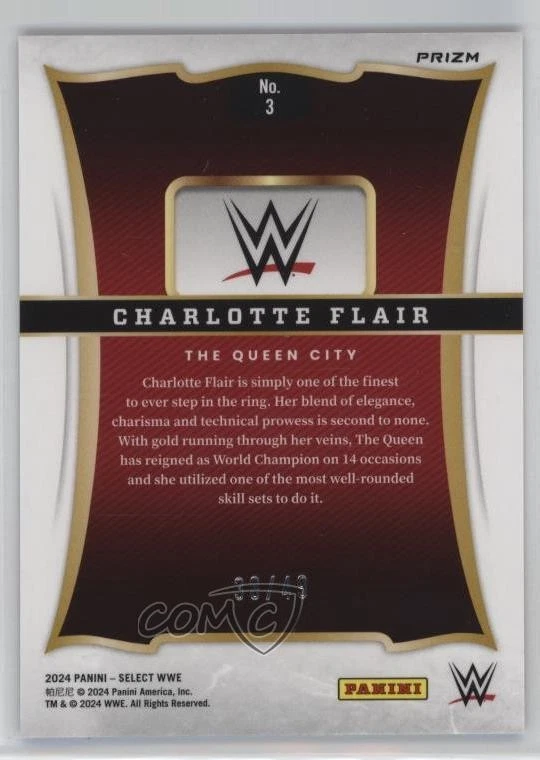 2024 Panini Select WWE Select Throwback Blue Prizm /49 Charlotte Flair #3 - Image 2 of 2