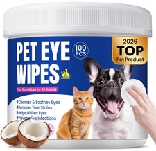 Dog Eye Wipes, Tear Stain Remover for All Dogs  Cats   100 Ct, 4.Eye-Coconut