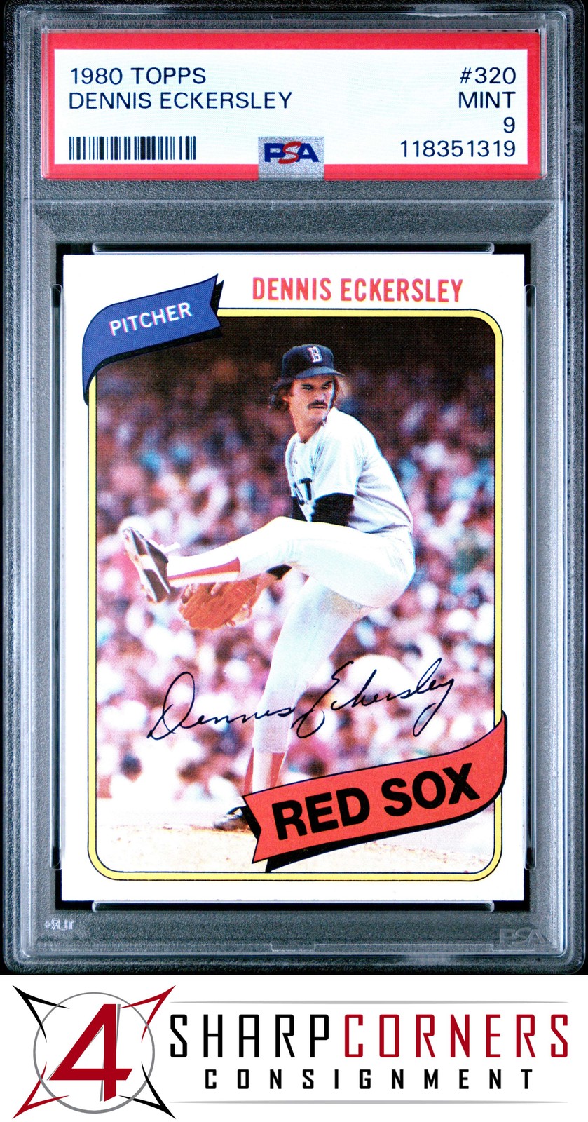 1980 TOPPS #320 DENNIS ECKERSLEY RED SOX HOF PSA 9