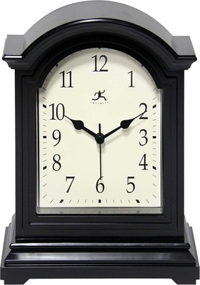 Infinity Instruments Miniature Grandfather Clock for Mantle, 9x6, Black 
