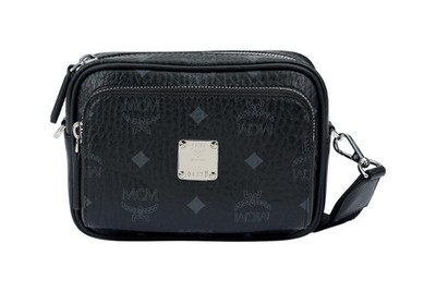 MCM Klassik Visetos camera bag crossbody shoulder bag unisex black 6.9x2x4.9 in