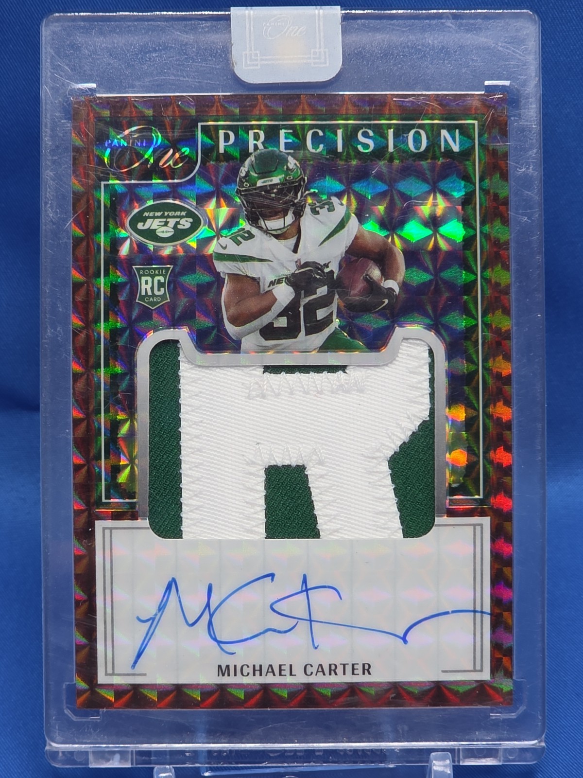 Michael Carter 2021 Panini One #326 Precision Rookie Patch Auto Bronze RPA /49