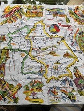 Germany Map Scarf w/Icon Landmarks of Major Towns, Fall Colors on White 30  x30  