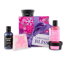 NIB LUSH Christmas Bliss 5pc Gift Set Snow Fairy Sleepy Bear Gel Lotion Scrub