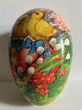 Vintage Easter Egg Candy Container Paper Mache Chicks Pussy Willow West Germany