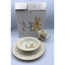 VTG Mikasa Teddy Children's Dish Set Plate Bowl Mug CC018 w/ box Made in Japan