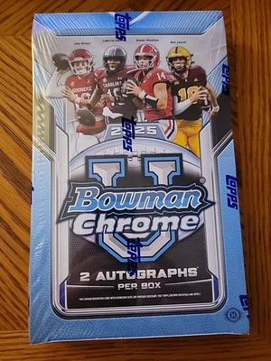 2025 Bowman Chrome U University Football Hobby Box Factory Sealed 20 Packs NCAA