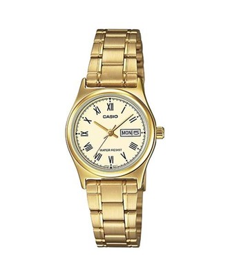 Casio Women s Gold Stainless Steel Watch with Champagne Dial - LTP-V006G-9BUDF