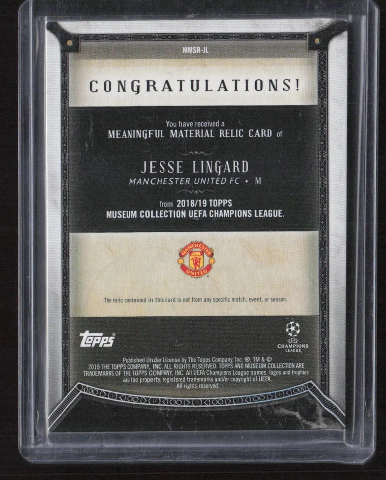 2018-19 Museum Collection Swatch /99 #MMSR-JL Jesse Lingard - Image 2 of 2