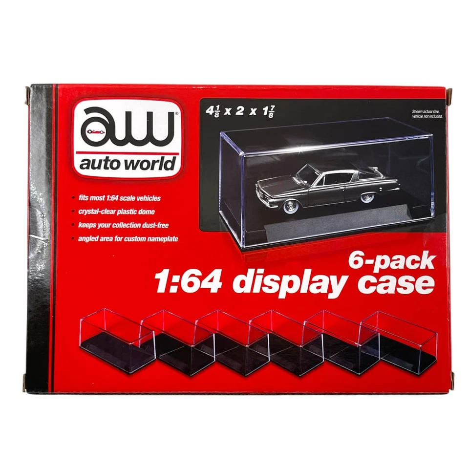 Set 6x Teca Auto World 1/64 Vetrina + Base Nera 10,4 x 5,1 x 5 - Immagine 3 di 3