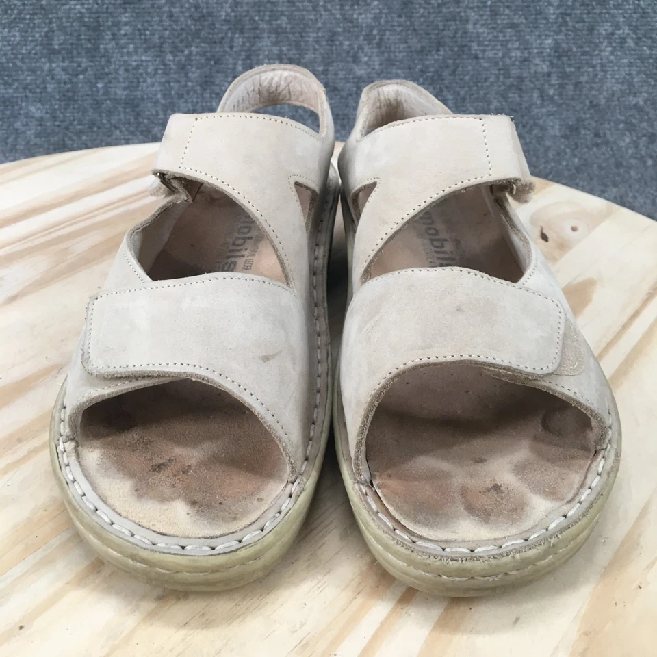 Sandalias Mobils By Mephisto para mujer 38 informales de cuña baja con cordones de cuero beige Foto 3 de 4